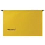 Подвесные папки А4/Foolscap (406х245 мм), до 80 листов, КОМПЛЕКТ 10 шт., желтые, картон, BRAUBERG (Италия), 231794