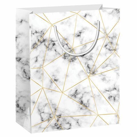 Пакет подарочный 26,5x12,7x33 см ЗОЛОТАЯ СКАЗКА "Golden Marble", тиснение фольгой, 608251