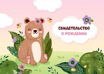 Папка адресная Свидетельство о рождении OfficeSpace "Медвежонок", А5, ламинированная, для девочек