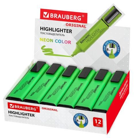 Текстовыделитель BRAUBERG "ORIGINAL NEON", ЗЕЛЕНЫЙ, линия письма 1-5 мм, 152212