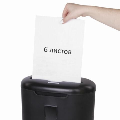 Уничтожитель (шредер) BRAUBERG S6, 3 уровень секретности, фрагменты 5х34 мм, 6 листов, 16 л, 530963