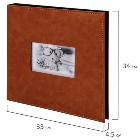 Фотоальбом BRAUBERG "Premium Brown" 20 магнитных листов 30х32 см, под кожу, коричневый, 391185