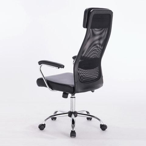 Кресло офисное BRABIX "Flight EX-540", хром, экокожа, сетка, черное, 531850