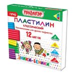 Пластилин классический ПИФАГОР "ЭНИКИ-БЕНИКИ СУПЕР", 12 цветов, 120 г, стек, 106505