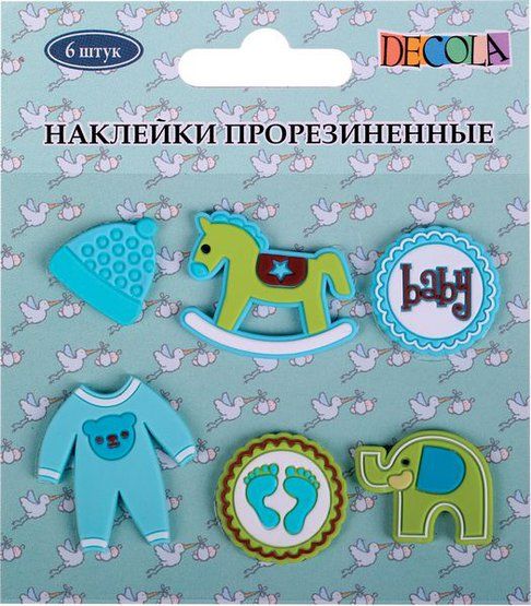 Наклейки прорезиненные "Baby", голубые, 6 шт