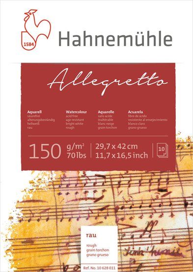Hahnemuhle Альбом-склейка для акварели Allegretto,среднее зерно "холст",150г/м2,А3,10л