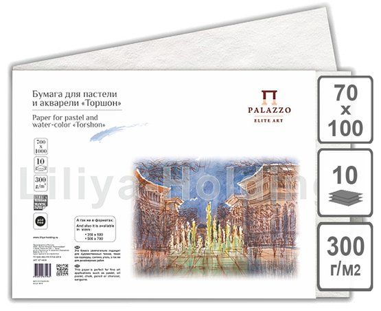 Бумага для пастели и акварели "Торшон" 300 г/м2, 700 х 1000 мм, 10 л/уп